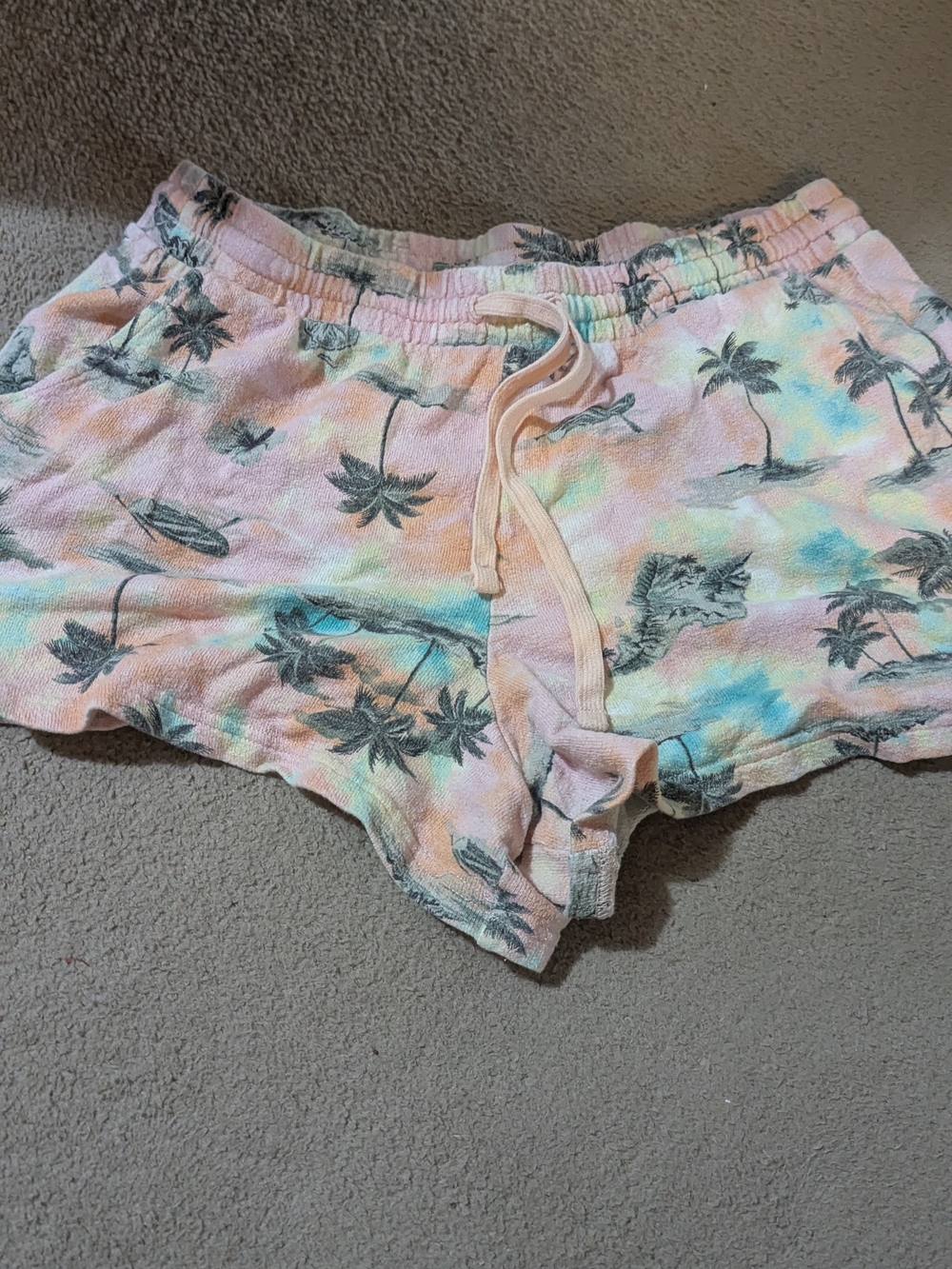 Old Navy Pastel Tie-Dye Palm Print Athletic Shorts - Pink & Blue